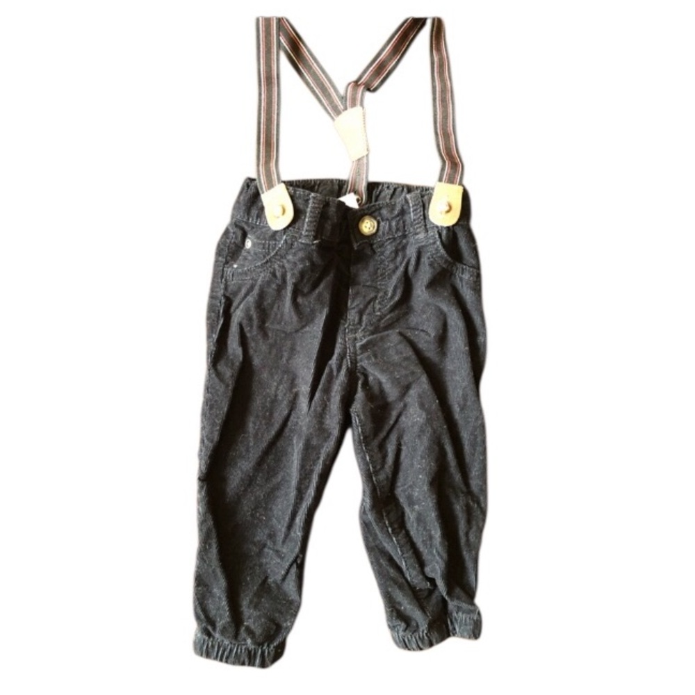 4/$20 Carters Black Corduroy Pants with suspenders Sz 12 mo